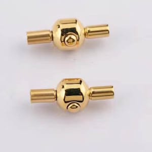 Top Quality- 18k Gold plated Magnetic Brass Leather Cord End Clasp Integral Clasp with Locking Mechanism Fit 3mm  4mm 5mm 6mm Leather