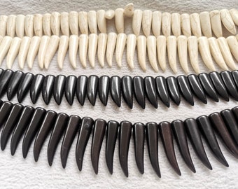 15.5inch Rainbow turquoise horn beads spikes sharp Bone White  Black blue mixed loose bead pendant-earrings -focal 30mm 40mm
