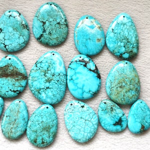 Wholesale 6pcs Large  Turquoise stone Teardrop Drop slab  choker  necklace pendant,Matrix gemstone focal, stone for earrings Focal