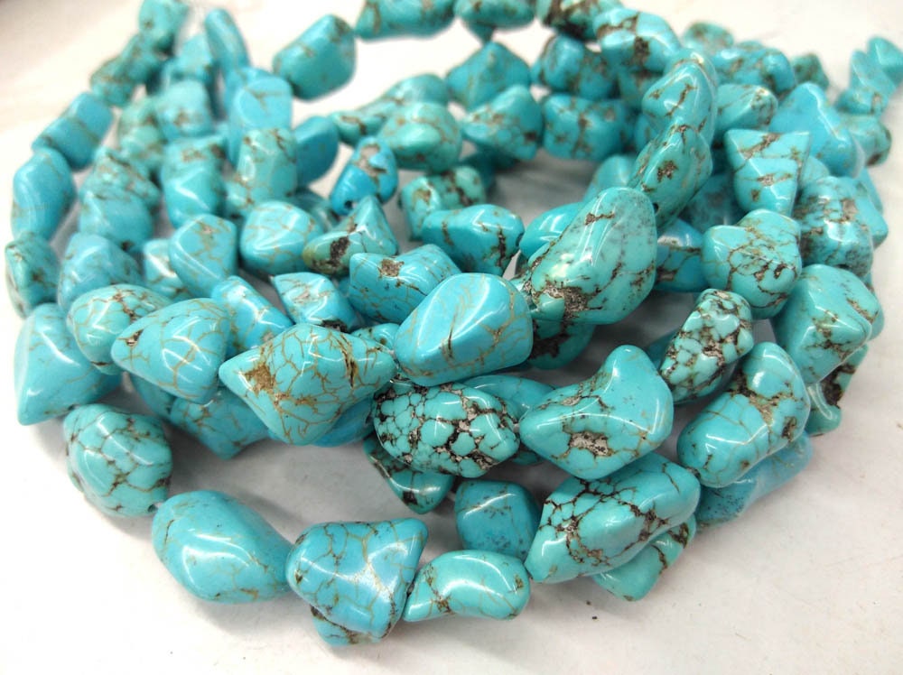 Turquoise Beads, 25mm to 4mm Rough Nugget Chip Freeform Nautral
