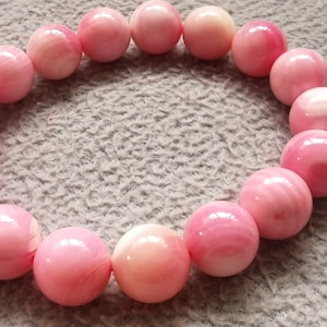 Top Quality --Genuine Baby Pink queen conch shell round ball loose beads DIY jewelry making  stretch bracelet 10-16mm 8inch