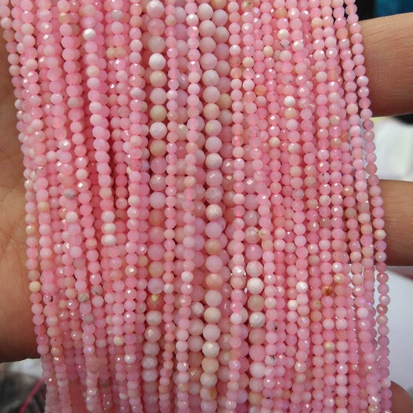 2mm 3mm 4mm Natural Peruvian Pink Opal faceted Round Beads 16inch