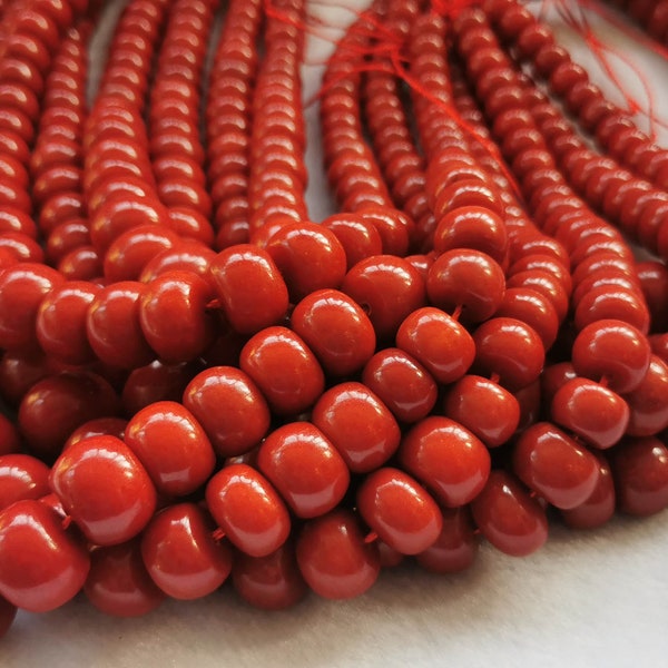 large 20inch Red Coral  Jade  Beaded Jewelry Red Corals Gift For  Necklace Minimalist Coral Necklace Rondelle Corals