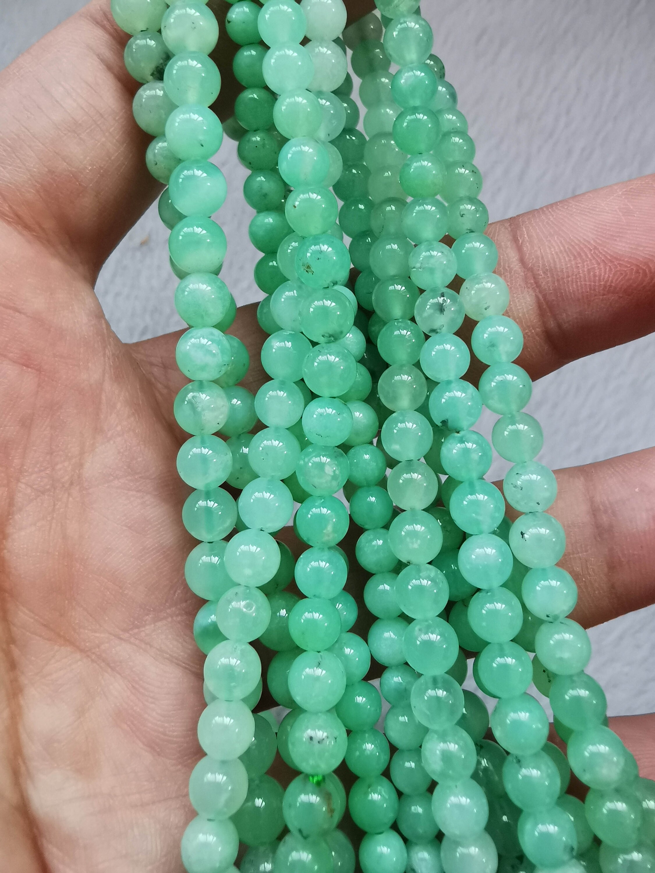 16 Inch Australian CHRYSOPRASE bead set smooth round bead Etsy