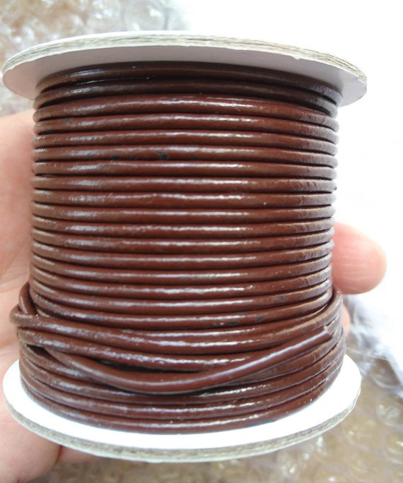 25M Brown Leather Cord 25 Yards Round Leather Cording, Black Leather Cord,  Necklace Cord, Leather for Bracelet, Jewelry Supplies 