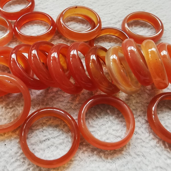 25mm Gergous Red  agate  ring solid gemstone band circle  Donut round ring onyx band  Witchcraft Wicca pagan healing