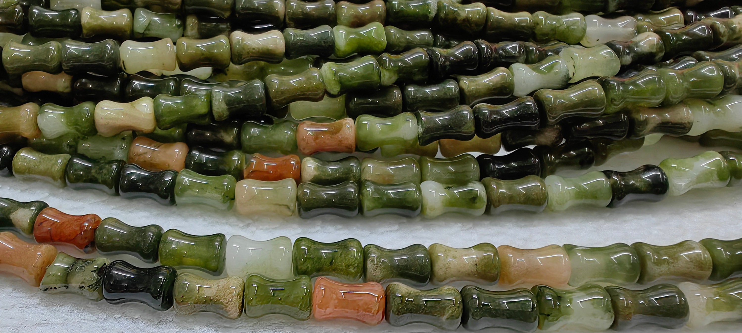 50 Uds. De piedra de jade de cereza amarilla, verde esmeralda oscuro, púrpura, columna tallada, tambor, cuentas con forma de bambú, hebra de 16 pulgadas