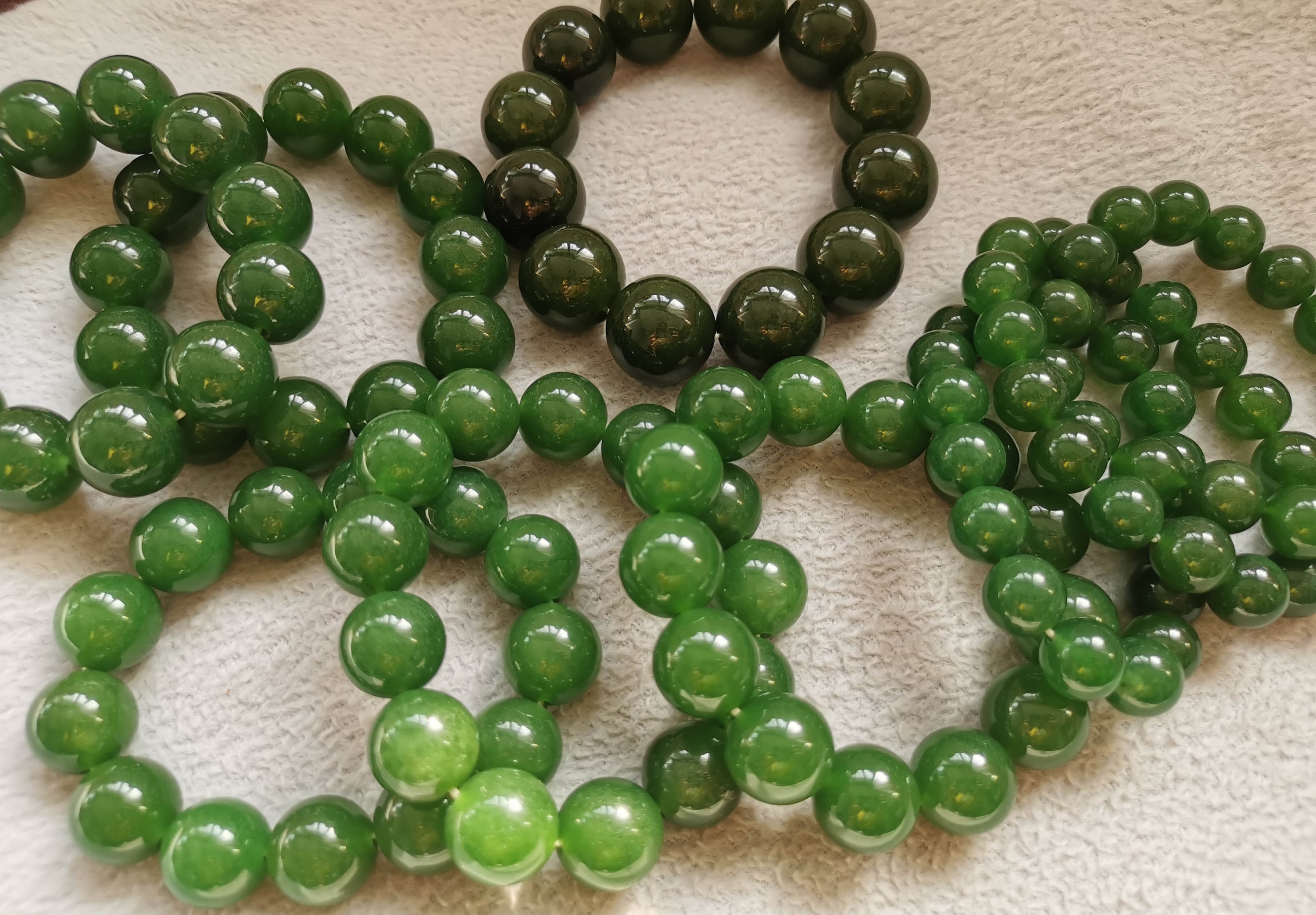 Huge 14mm Natural Green Jade Round Gemstone Beads Elastic Bracelet 7.5