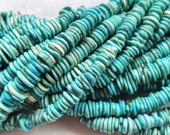 16inch Rough blue Turquoise Heishi Tyre shape 8-14mm Beads Smooth Beads Turquoise Beads random freeform Heishi Beads Necklace