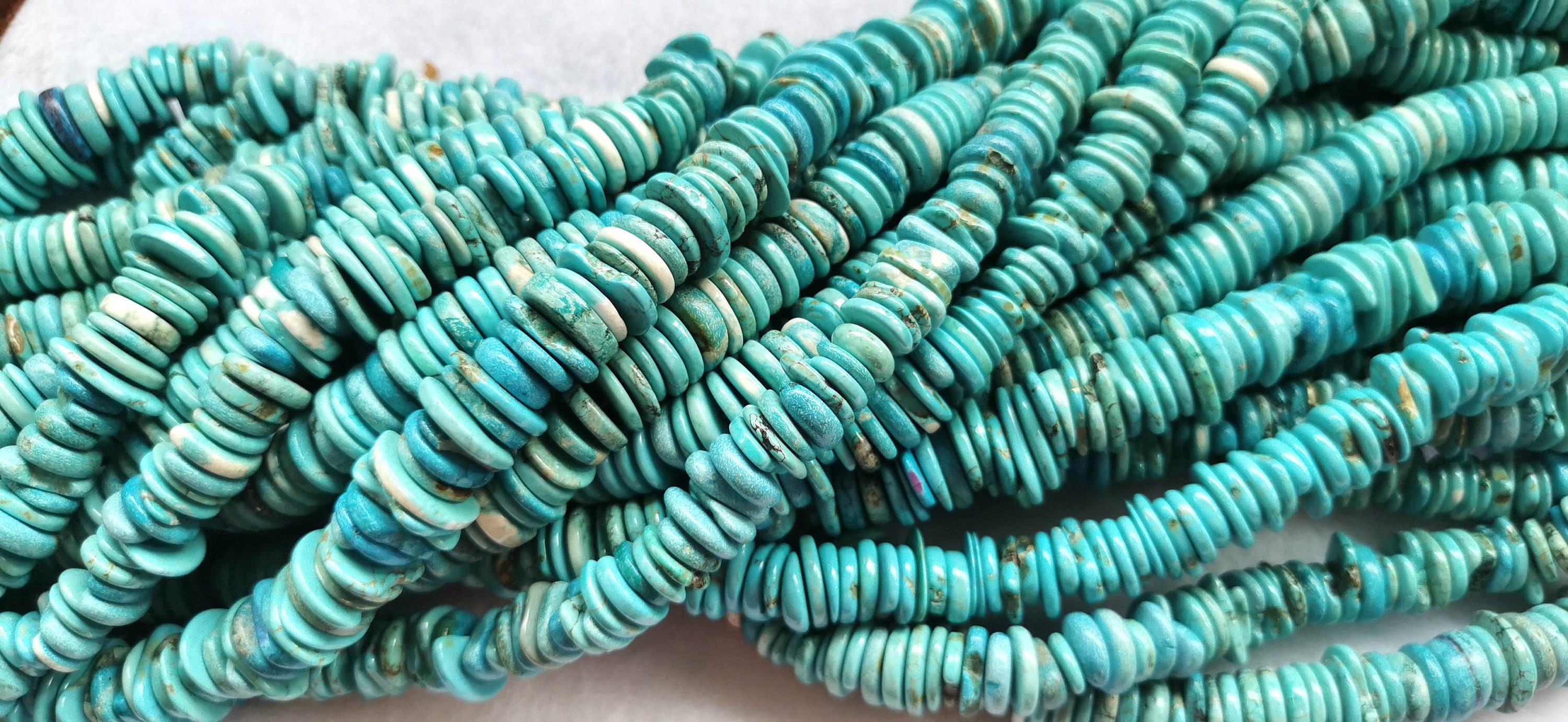 RARE Number 8 Turquoise Heishi Beads 7mm (package of 12 beads)