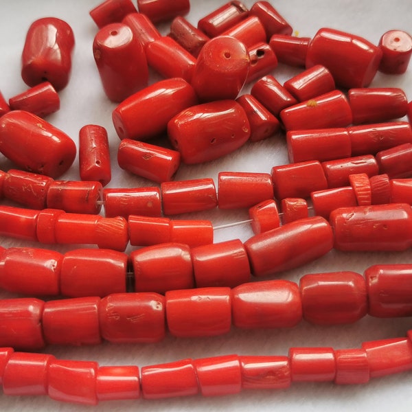 Large 20mm to 10mm Red Coral jewlery drum barrel Cylinder column bar nuggets loose beads full strand 16inch