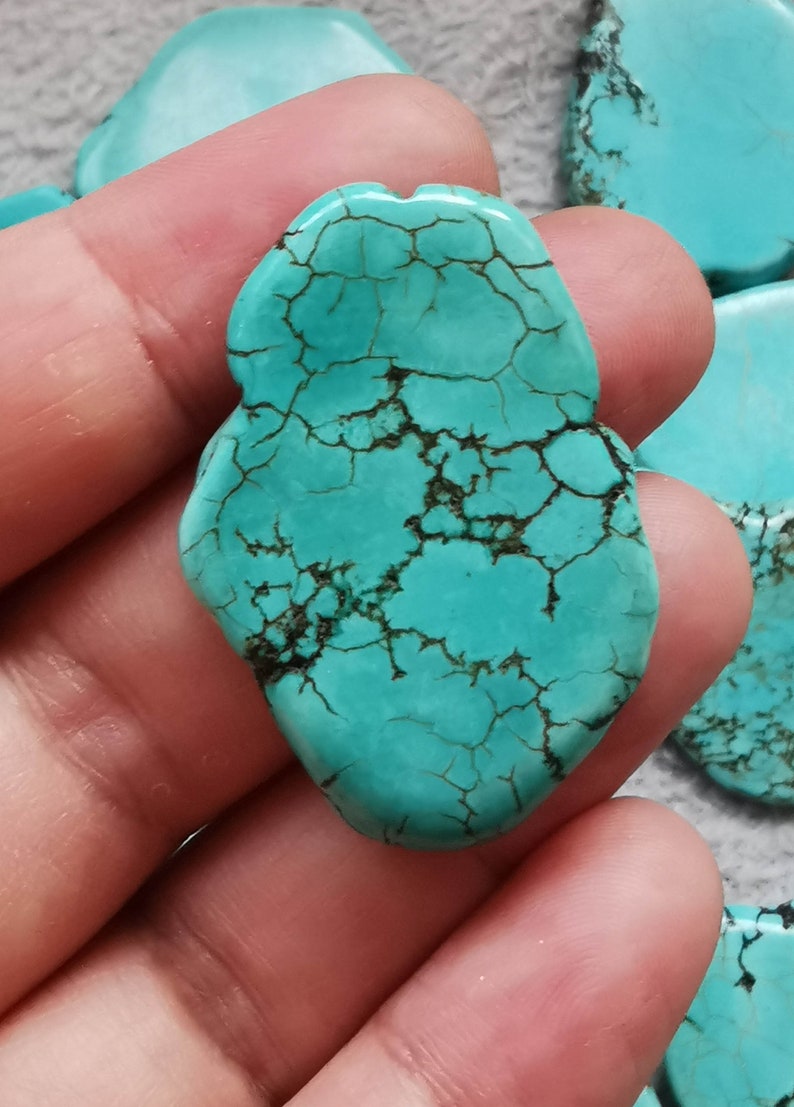 30-40mm Aqua blue Flat Magnesite Chunky Beads in Turquoise Nugget Beads for wire bangle Tassel bracelet jewelry makers tassel focal point