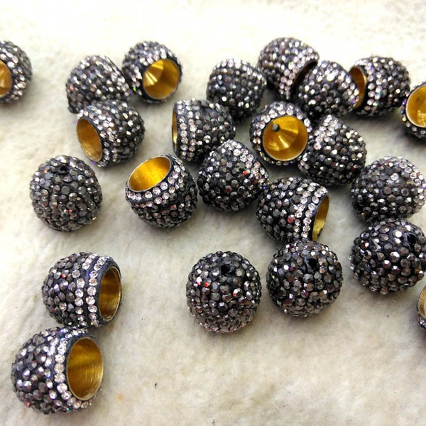 20Pcs high quality  Tassel Ends With hematite Pave crystal Rhinestones brass caps  For Jewelry Making 10mm 12mm 15mm