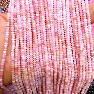2mm-4mm Genuine pink opal gemstone heishi Rondelle Faceted Beads, Natural Gemstone Beads 16inch