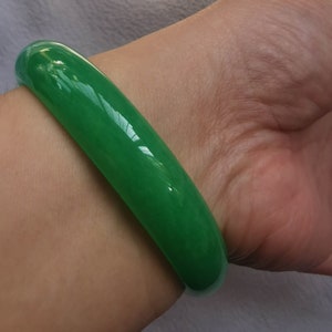 54-80mm Gemstone Natural Green Jade Bangle-Burmese Apple Green Jadeite Jade Bangle Bracelet Lady bracelet Hand carving gift