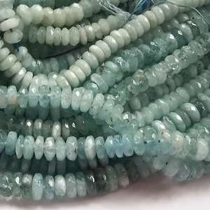 16inch echte Aquamarine beryl edelsteen Facet rondelle wiel Heishi abacuse spacer kralen 6-10mm voor armband-ketting -oorbellen steen