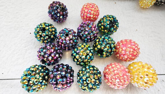 Large 20PCS Rainbow Pave Beads Wave Rhinestone Shamballa Beads 20mm Crystal Rhinestone Beads Disco Beads for DIY Jewelry Making Etsy UK