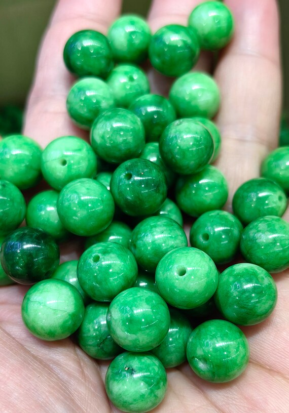 65 Stück 6 Mm Grüne Jade Natürliche Runde Lose Echte Steinperlen