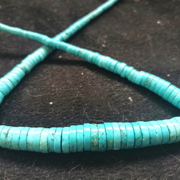 18inch Pierre turquoise Heishi Wheel Spacer Perles bleu pierre turquoise chaîne de chaîne perle 8mm à 16mm