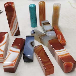 Wholesale--Square Seal Stone Soapstone DIY Seal Blanks | Chop Stamp Name Engraving Cutting | Column Agate turquoise Supply