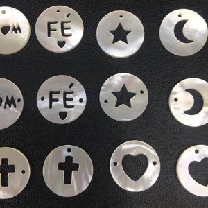 8 peças concha de pérola genuína cabochão disco de joias redondo mãe carta cruz amor coração estrela lua sorriso concha focal contas brancas 20mm