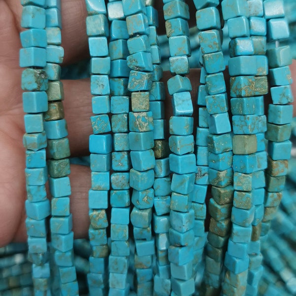 16inch Matrix Blue Turquoise Cube solid Beads 4mm 5mm 6mm 8mm square solid nuggets Bead- Gemstone Beads For Jewelry Making Supply