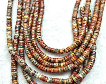 Genuine Red Creek Jasper Heishi wheel rondelle beads 2x4mm 3x5mm 3x6mm 3x8mm 10x4mm 16" Strand Spacer beads