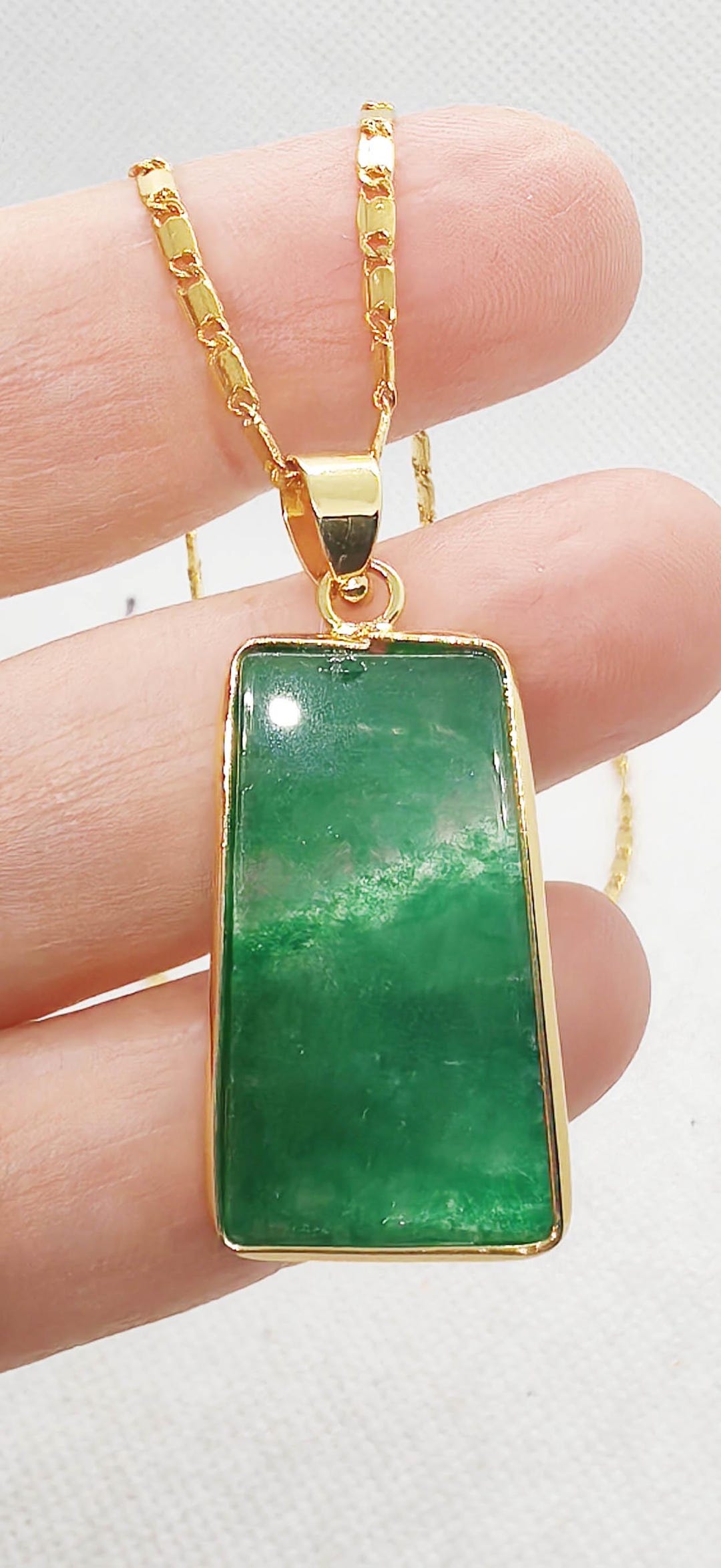 Collier Pendentif En Jade Jaune Naturel - Pierre De Protection Et Chance, Fait Main - Neuf Sans Emballage