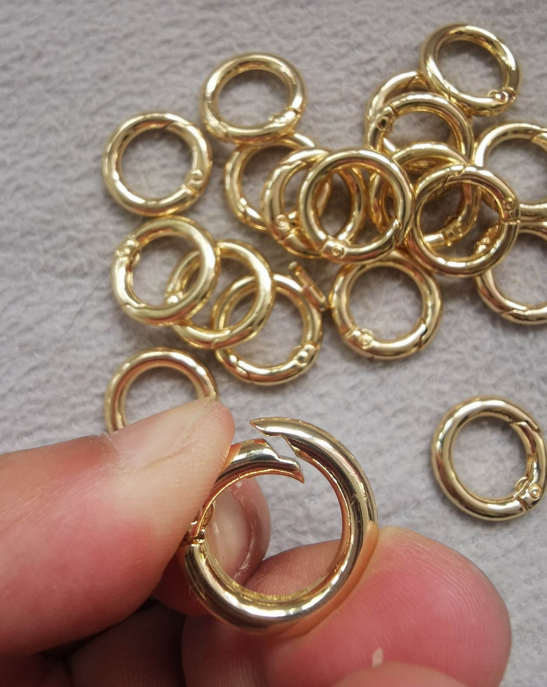 Spring Gate Round Ring 10pcs- Spring Gate Ring, Push Gate Ring, 12mm 18mm 25mm Round Circle ...