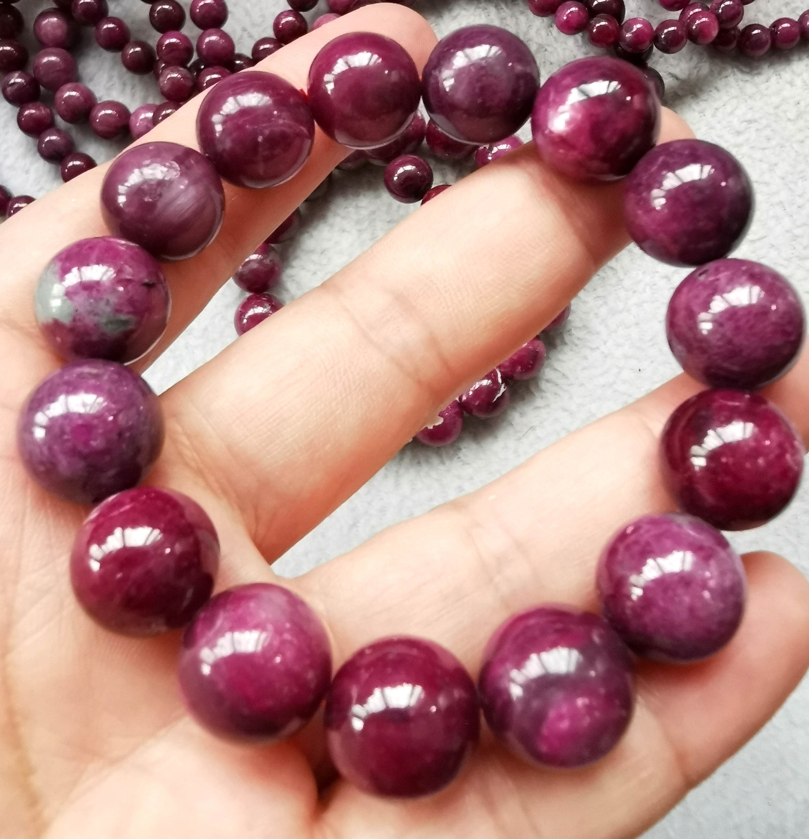 Raw Ruby Bracelet Genuine Ruby Bracelet Round Rubyepidote Etsy