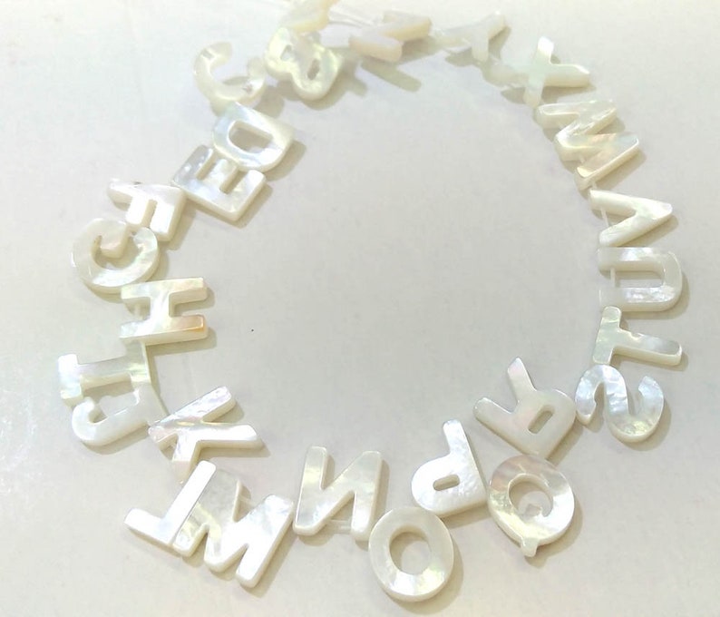 Digital Shell Letters Cone Shell Mop Shell Ablone digital letter Pendant 12-14mm Drilled ...