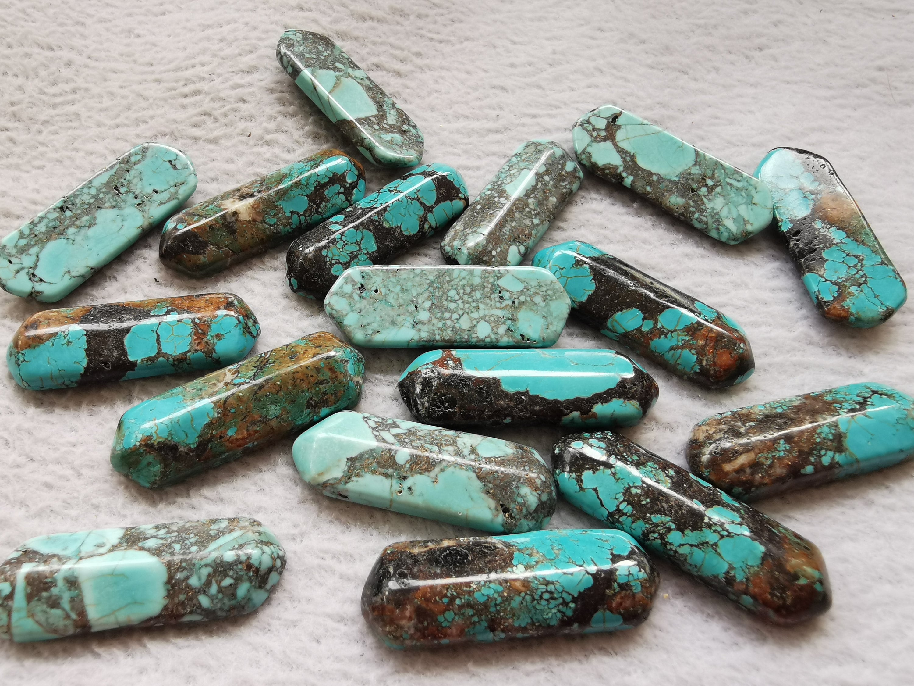 36x12mm BLUE Brown Double Terminated Crystal Turquoise Blue e Crystal Flat back Point Metaphysical Crystal Reiki Crystal Grids