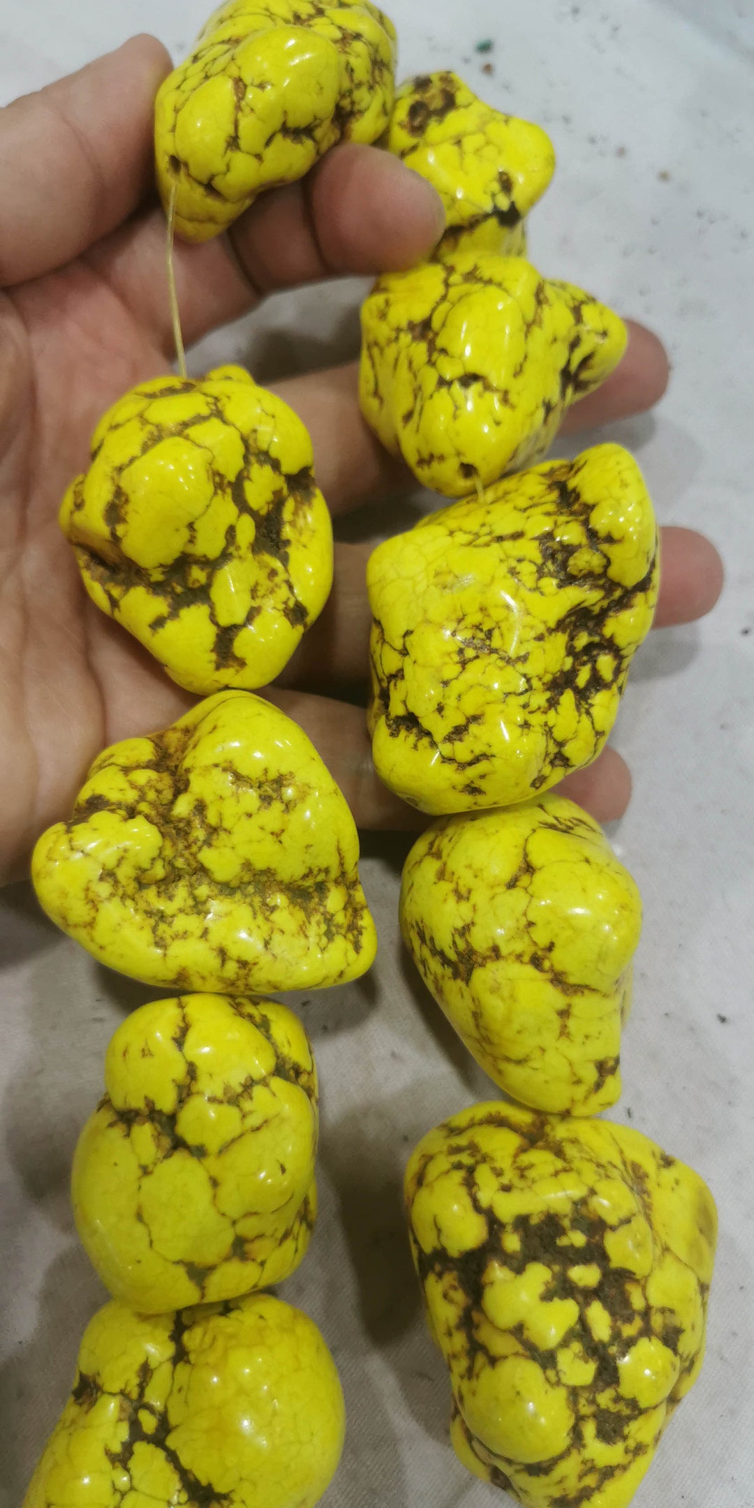 Large Yellow Marble Turquoise Beads 50mm to 4mm Rough Nugget Etsy