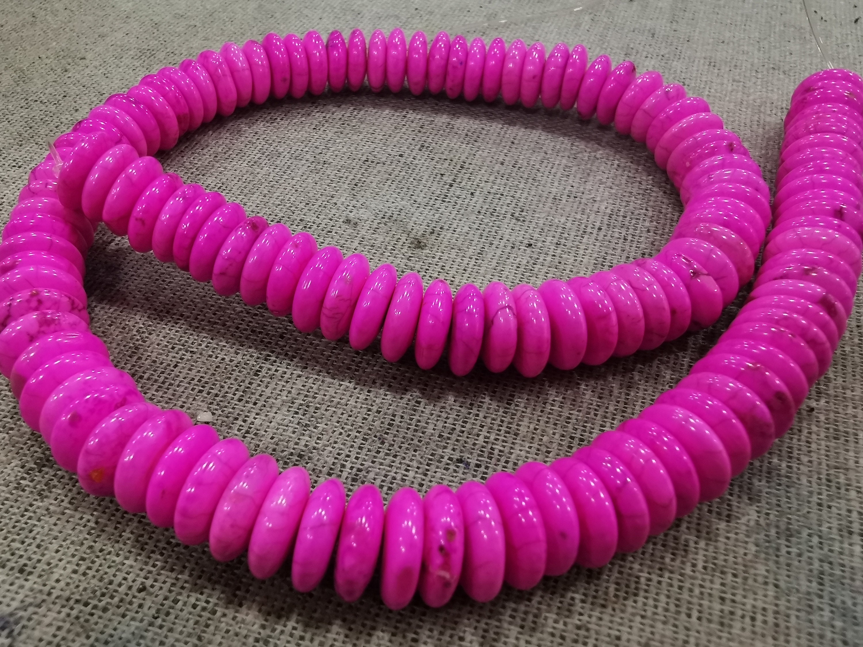 4x2mm Pink Turquoise Rondelle Heishi Beads - 16 Inch Strand