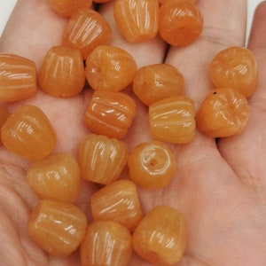 6PCS Natuurlijke Oranje Aventurijn Edelsteen Gesneden Rose Flower Beads tulp pompoen rondelle Rode kraal 8-10mm