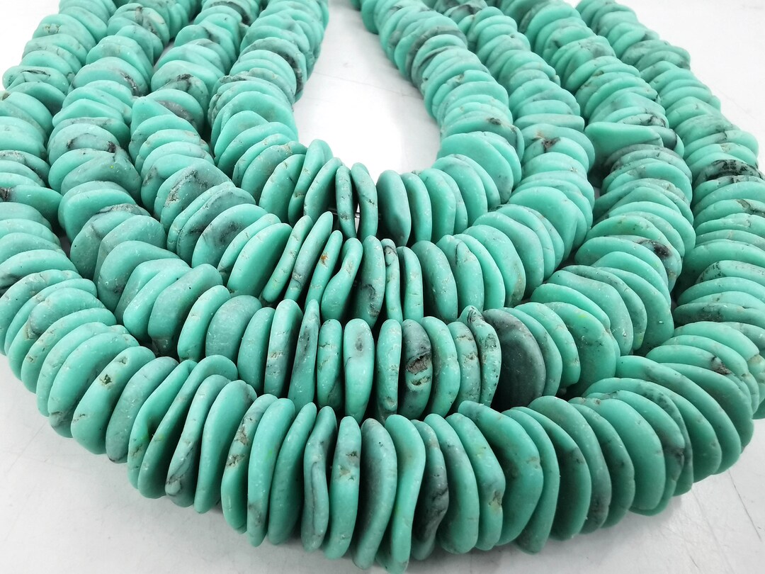Cut Turquoise Disc 17inch Turquoise Disc Heishi Loose Bead Spacers Charm for Jewelry ...