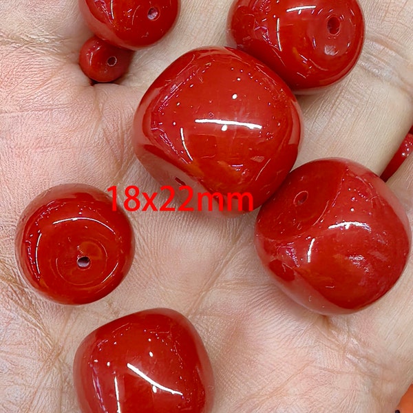 Large 10Pcs Oranger  red coral jewelry drum barrel rice oval egg  AKA coral  loose bead for jewelry making 7-25mm