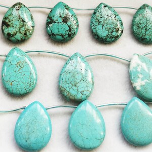 Gebohrt--4Stk Tibet Türkis Platte Tropfen Tropfen Charm Anhänger Schmuck Fokal 30-40mm