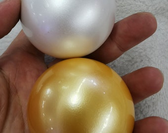 30mm to 100mm(4&quot;) Sea Pearl jewelry Sphere  Beads white-gold-yellow round with wood stand gift