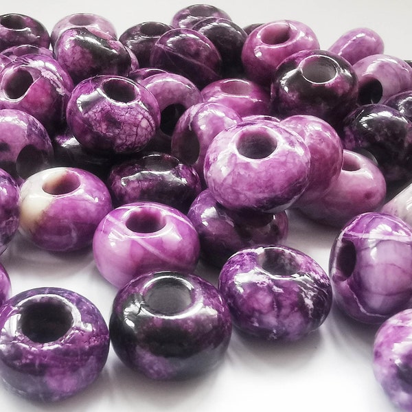 20pcs Puprle Charoite rondelle Abacuse 14x10mm  Large Hole Gemstone Sphere Ball Round Beads Natural Gemstone Beads Jewelry Making Supplies