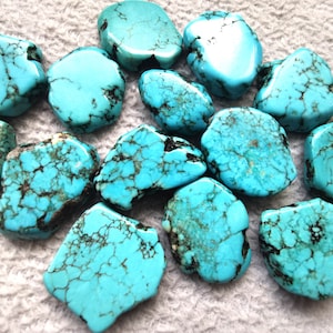 15-30mm Matrix Flat Magnesite Chunky Beads in Turquoise - Nugget Beads for wire bangle Tassel bracelet jewelry makers, tassel focal point