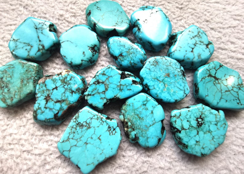 30-40mm Aqua blue Flat Magnesite Chunky Beads in Turquoise Nugget Beads for wire bangle Tassel bracelet jewelry makers tassel focal point