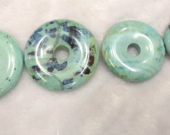 2pcs Natural agate blue green  round donut 30mm 40mm 50mm(2")  emperor jasper,semi precious stone, Aqua Terra Jasper donut pendant