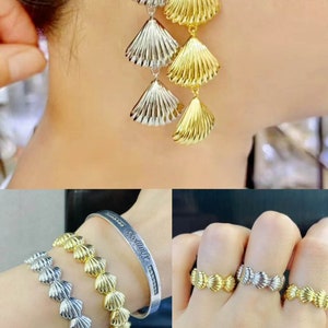 Raw brass earrings, Geometric dangle earrings, Simple earrings, Gold Silver Moden Bracelet Bangle,Rings, Sector drop earrings, Fan  charm