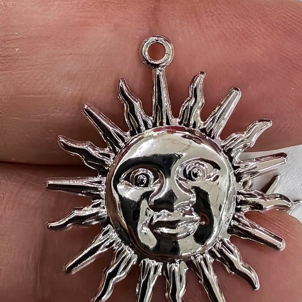 Wholesale 20PCS Silver  brass sun charms charm jewelry pendant  30mm, Brass Made Metal Hang Tags
