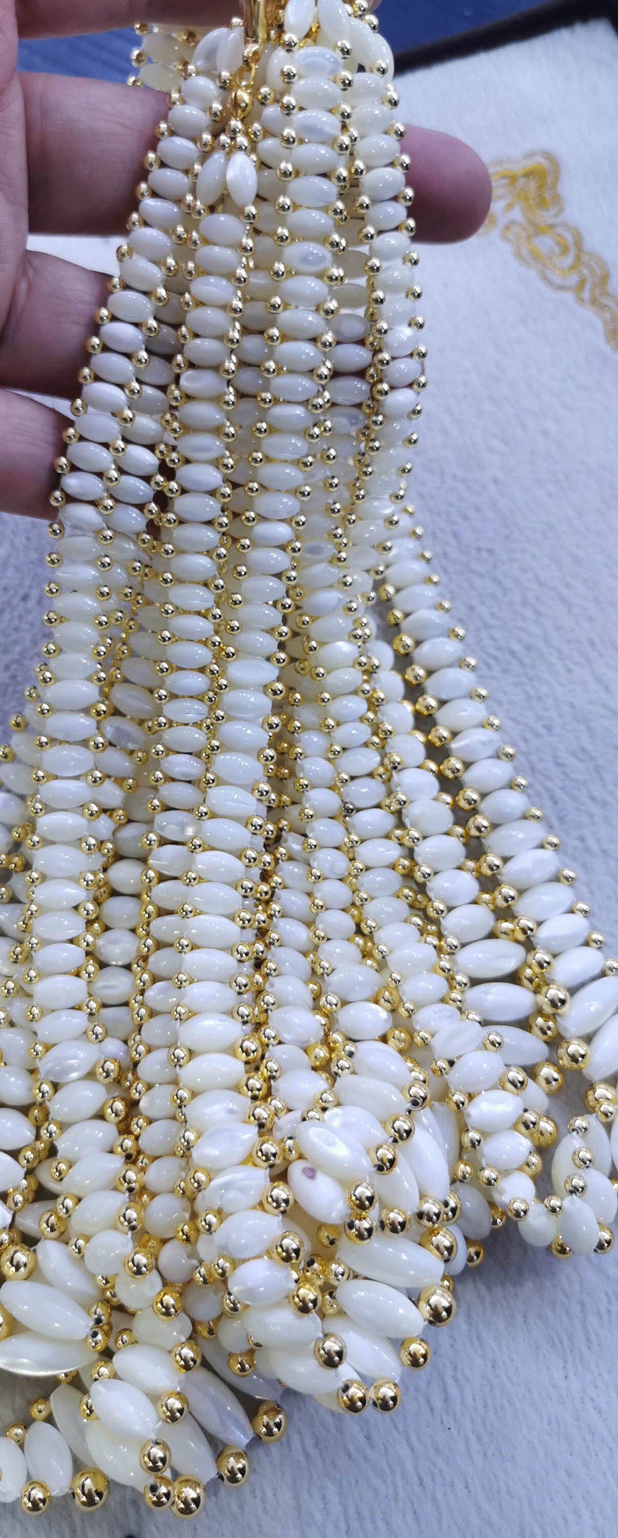 Collana Di Perle Di Riso Bianco Da 18 Pollici, Perle Di Perle Delicate, Moneta Di Riso Con Guscio Di Perla Bianca Collana Placcata Oro 18k, Regalo Da Damigella D'onore, Gioielli Di Nozze - Foto 11