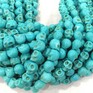 8mm to 25mm  blue turquoise carved skull beads 16&quot;  for earrings -bracelet-charm bead