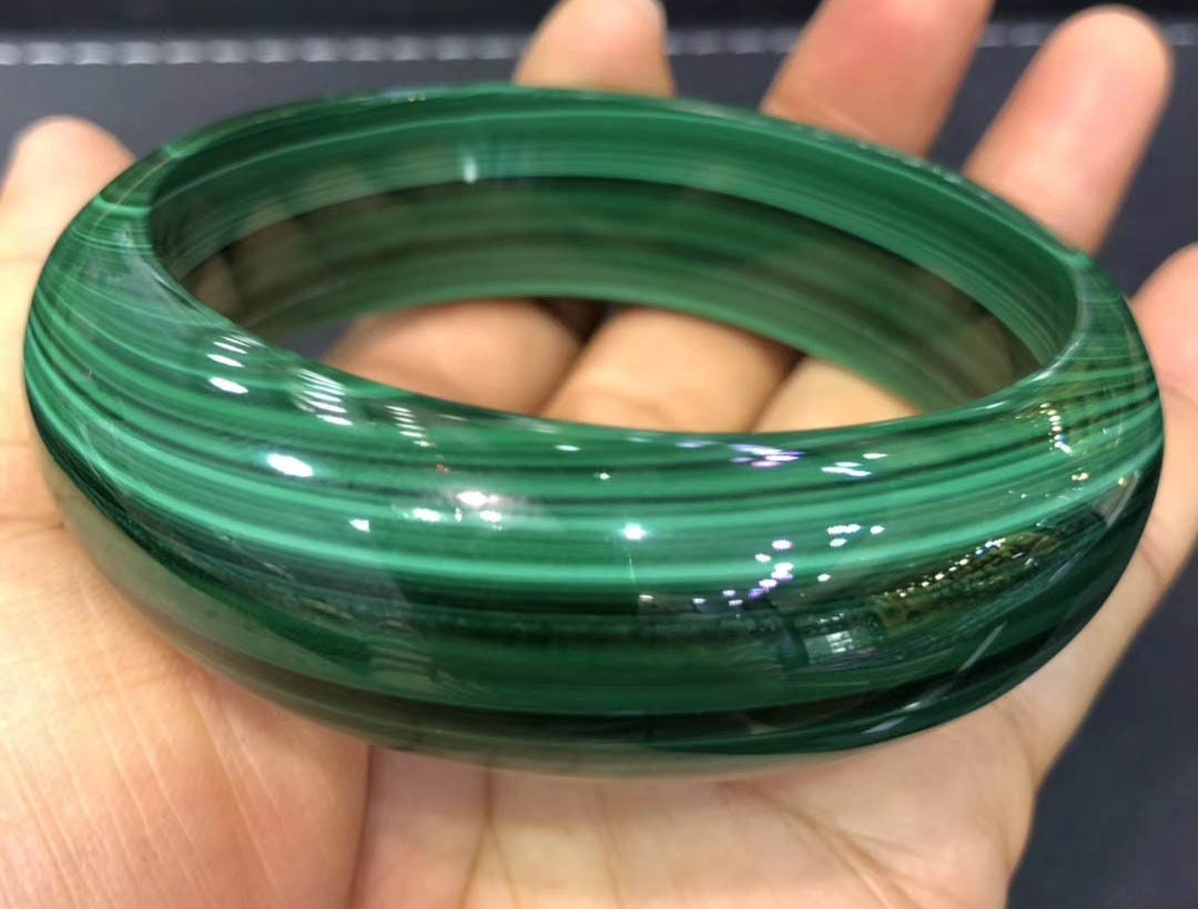AAAA 本物マラカイト バングル 54-62 mm グリーンクォーツ マラカイト