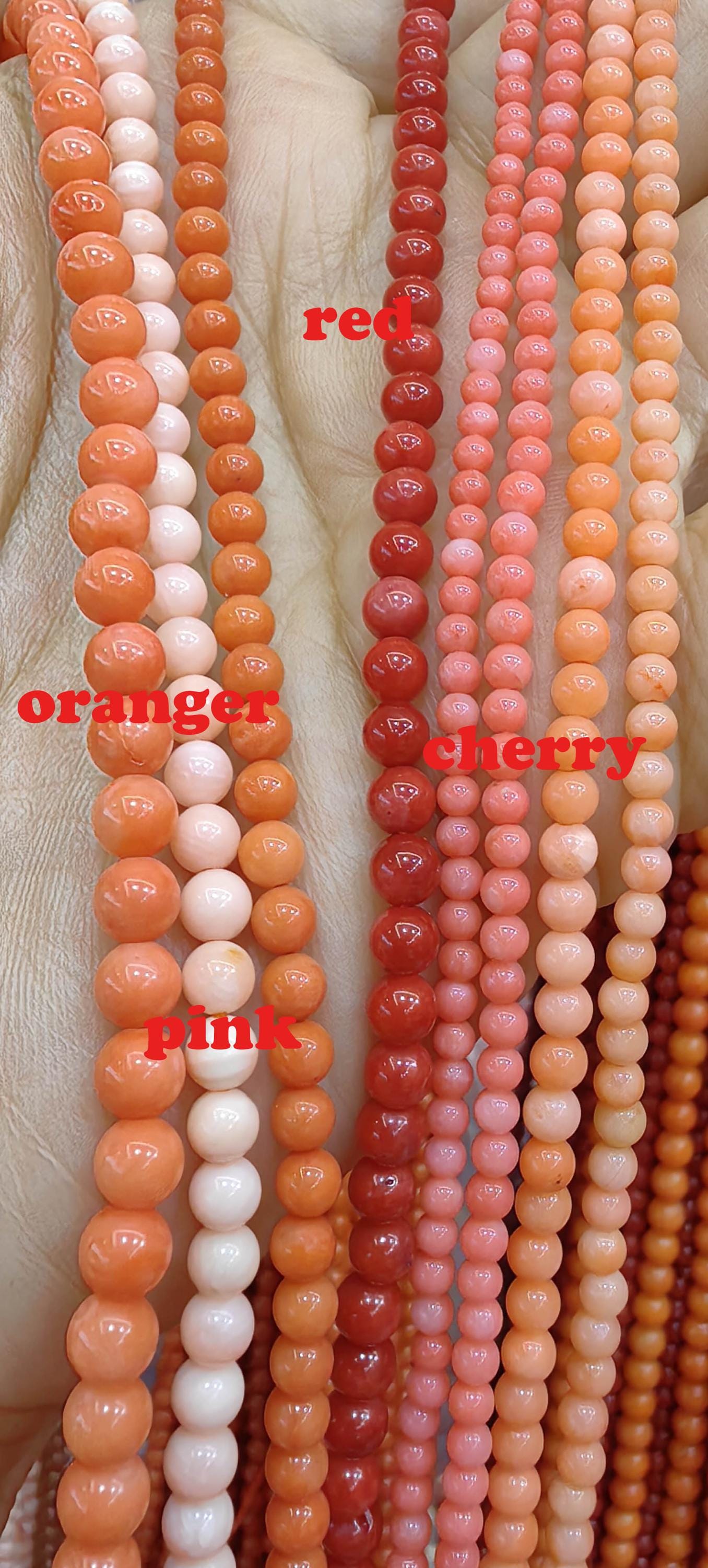 16inch Pink Coral Jewelry Round Ball Orange Loose Bead 2-8mm Red