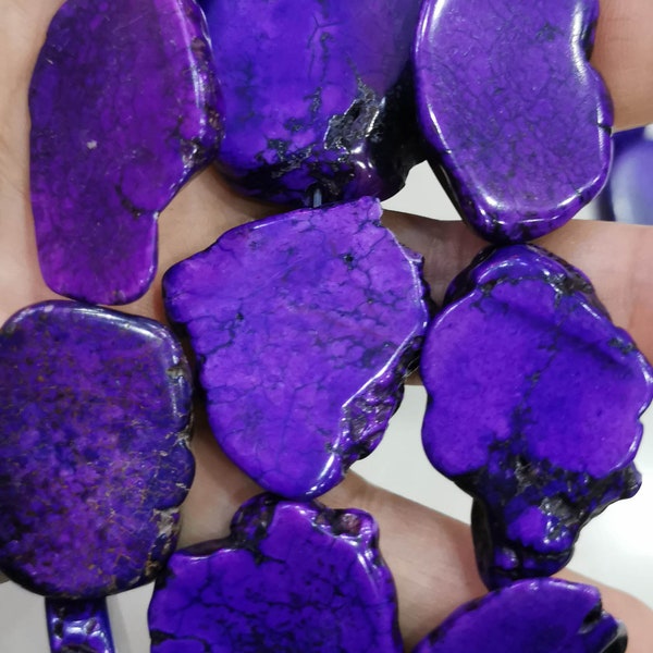 20mm to 55mm purple red  turquoise stone freeform slab nugget Magnesite  beads pendant 16" strand